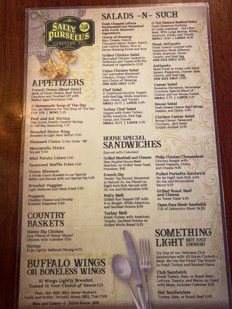 Sally Pursell's Country Inn Menu 5